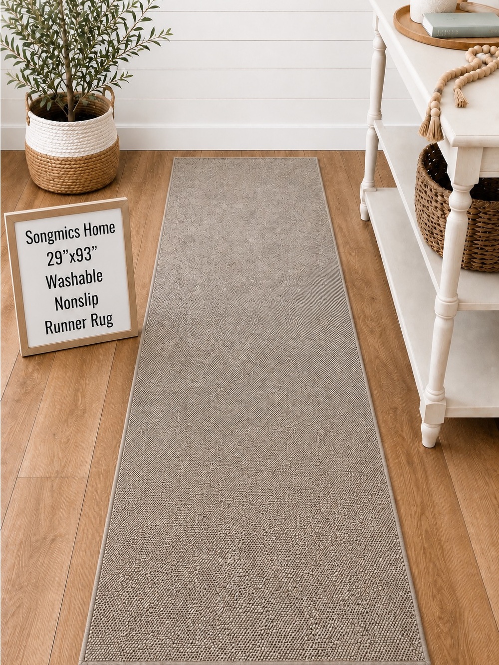 🪴 SONGMICS HOME 29”x93” Washable Non-Slip Runner Rug | Faux Jute Woven Gray
